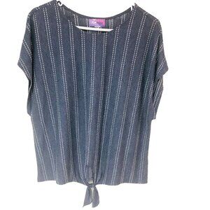 VTG Sears Top Women XXL 2X Gray‎ Striped Kmart Lightweight Flattering Office